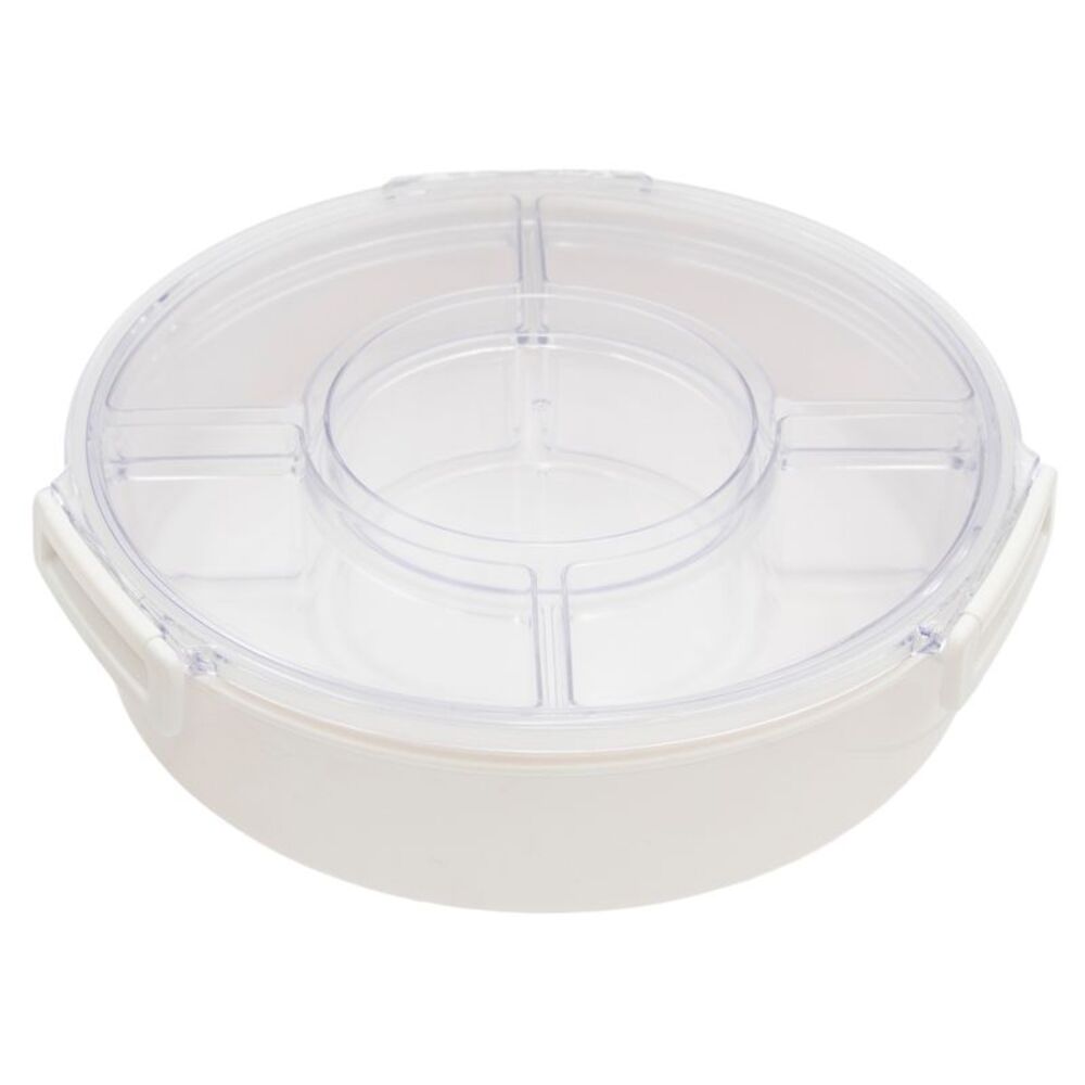 Multi-Compartment Food Storage 10" Round Store and Serve Food Tray with Lid
